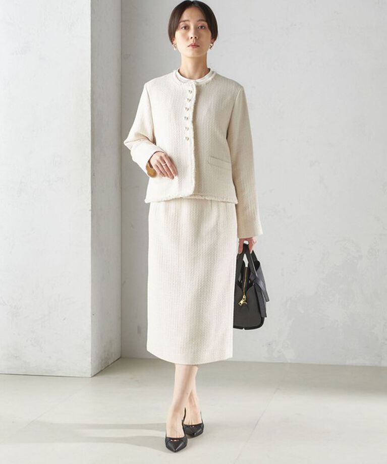 SHIPS for women「〈セレモニー対応可〉スラブ ツイード ノーカラー ジャケット（セットアップ対応）」|ノーカラージャケット|