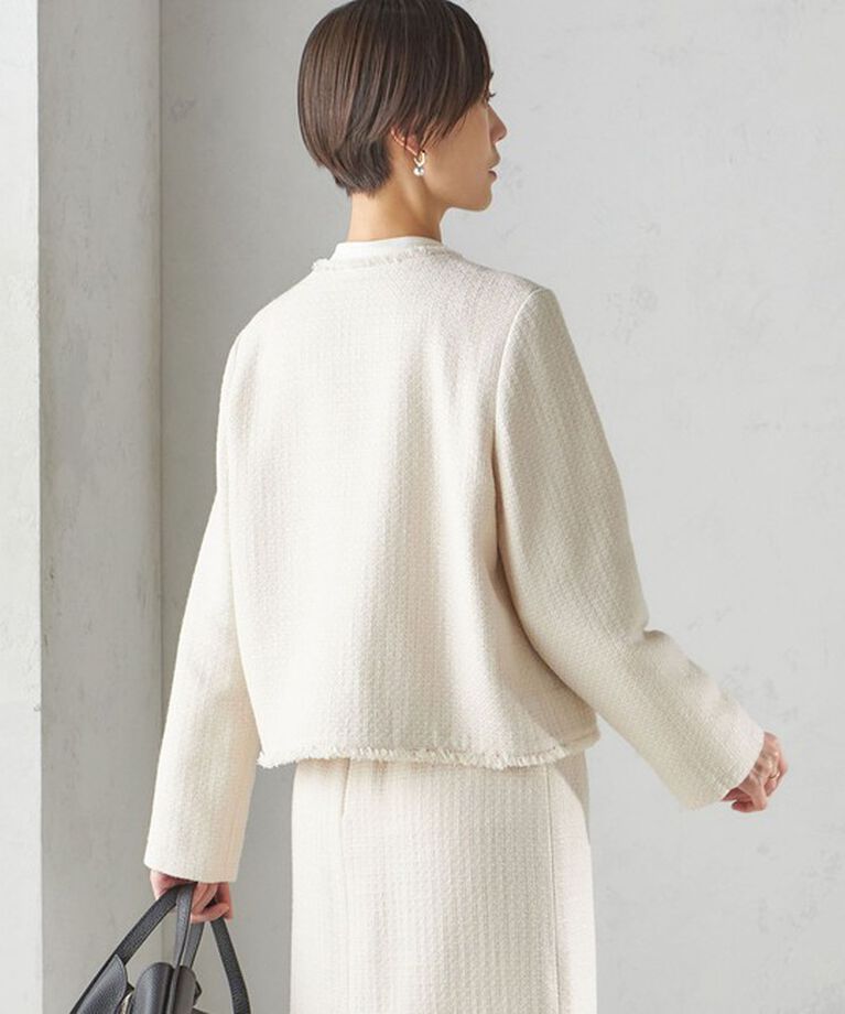 SHIPS for women「〈セレモニー対応可〉スラブ ツイード ノーカラー ジャケット（セットアップ対応）」|ノーカラージャケット|