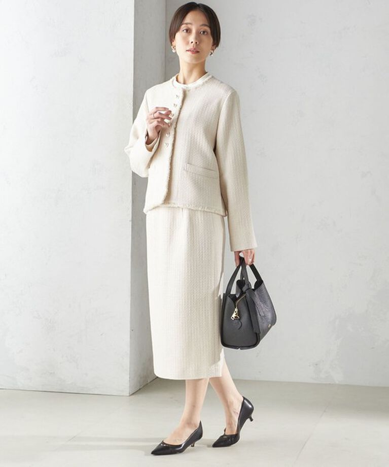 SHIPS for women「〈セレモニー対応可〉スラブ ツイード ノーカラー ジャケット（セットアップ対応）」|ノーカラージャケット|