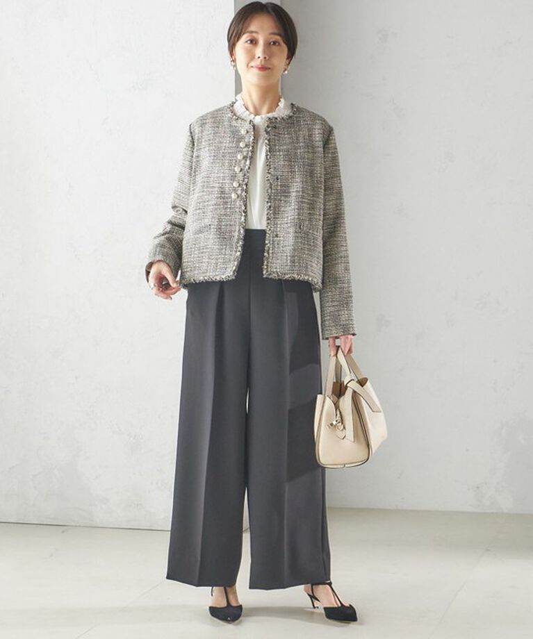 SHIPS for women「〈セレモニー対応可〉スラブ ツイード ノーカラー ジャケット（セットアップ対応）」|ノーカラージャケット|