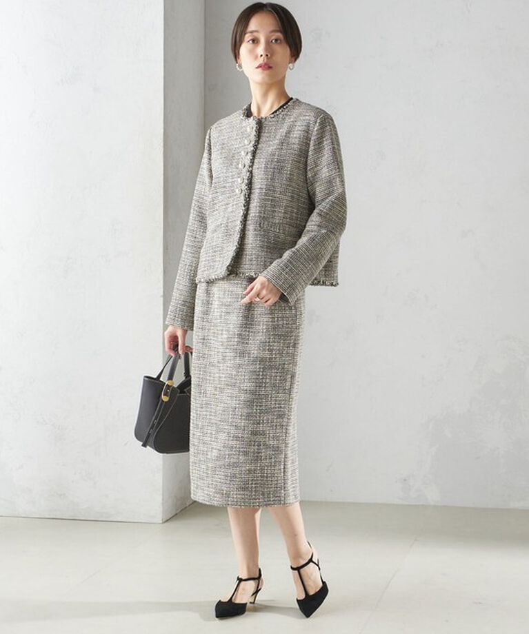 SHIPS for women「〈セレモニー対応可〉スラブ ツイード ノーカラー ジャケット（セットアップ対応）」|ノーカラージャケット|