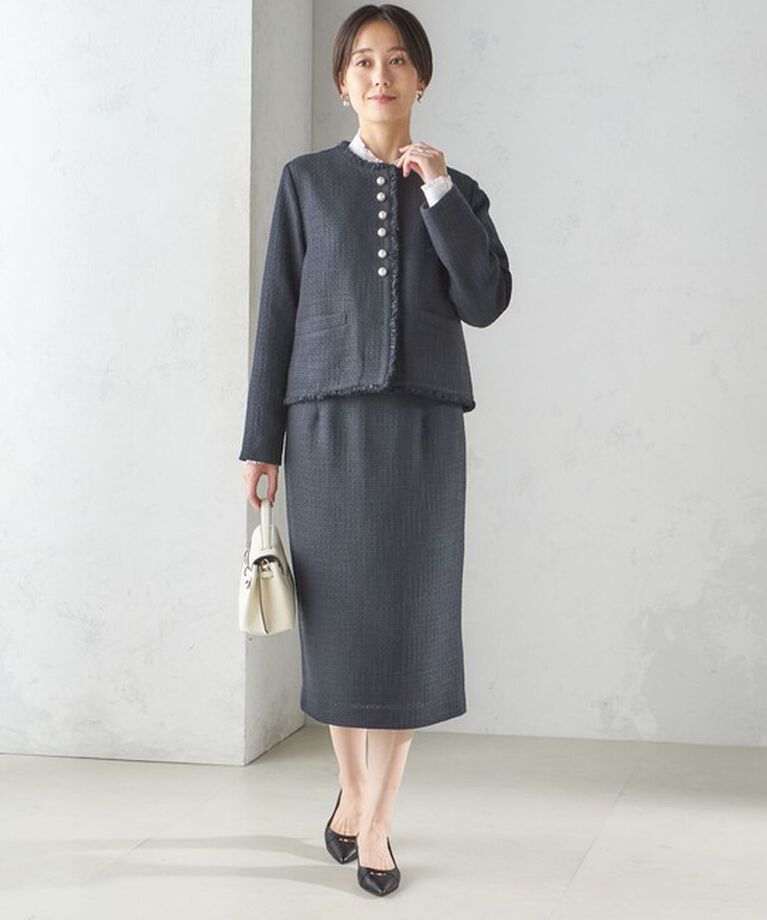 SHIPS for women「〈セレモニー対応可〉スラブ ツイード ノーカラー ジャケット（セットアップ対応）」|ノーカラージャケット|