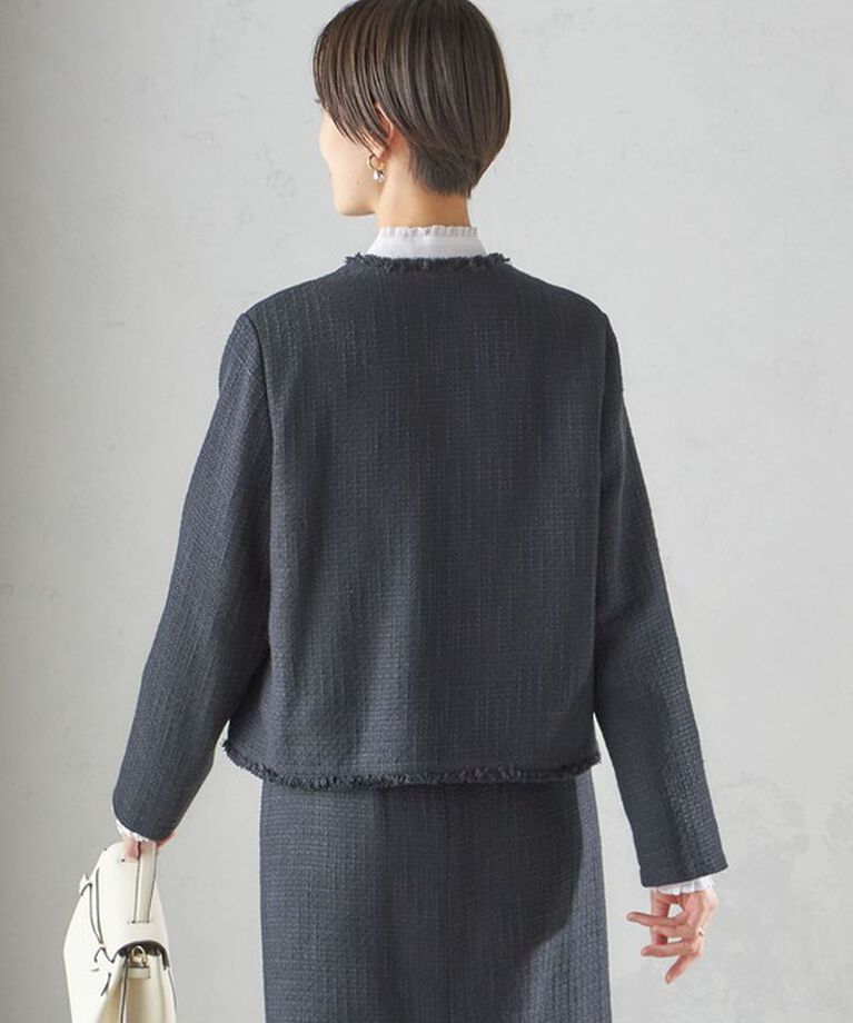 SHIPS for women「〈セレモニー対応可〉スラブ ツイード ノーカラー ジャケット（セットアップ対応）」|ノーカラージャケット|