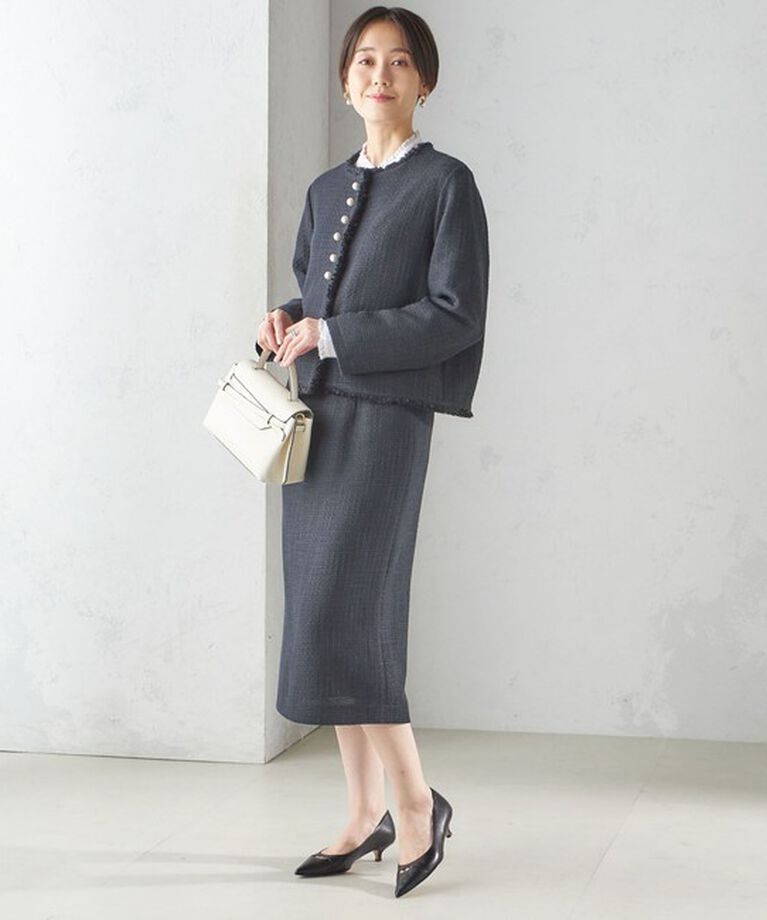 SHIPS for women「〈セレモニー対応可〉スラブ ツイード ノーカラー ジャケット（セットアップ対応）」|ノーカラージャケット|