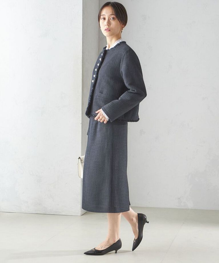 SHIPS for women「〈セレモニー対応可〉スラブ ツイード ノーカラー ジャケット（セットアップ対応）」|ノーカラージャケット|