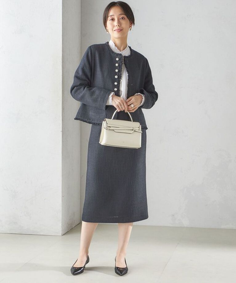 SHIPS for women「〈セレモニー対応可〉スラブ ツイード ノーカラー ジャケット（セットアップ対応）」|ノーカラージャケット|