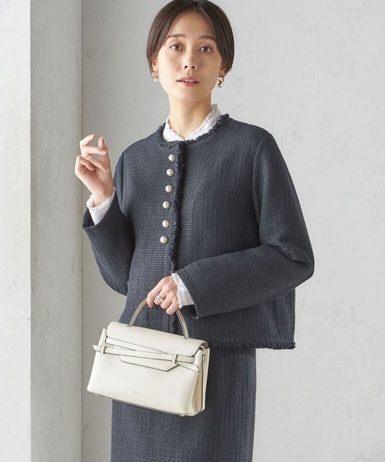 SHIPS for women「〈セレモニー対応可〉スラブ ツイード ノーカラー ジャケット（セットアップ対応）」|ノーカラージャケット|