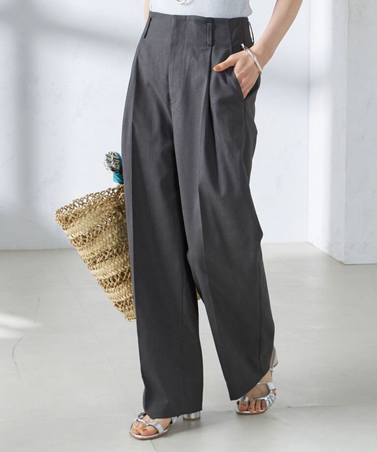 SHIPS for women「〈手洗い可能 〉ドライオックス フロント タック ストレート パンツ 25SS」|その他|ダークグレー