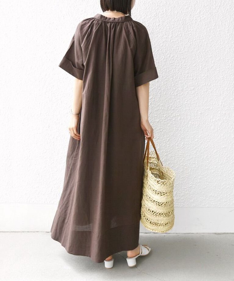 SHIPS for women「Fanaka:〈手洗い可能〉Vネック カフタン ロング ワンピース」|ワンピース|