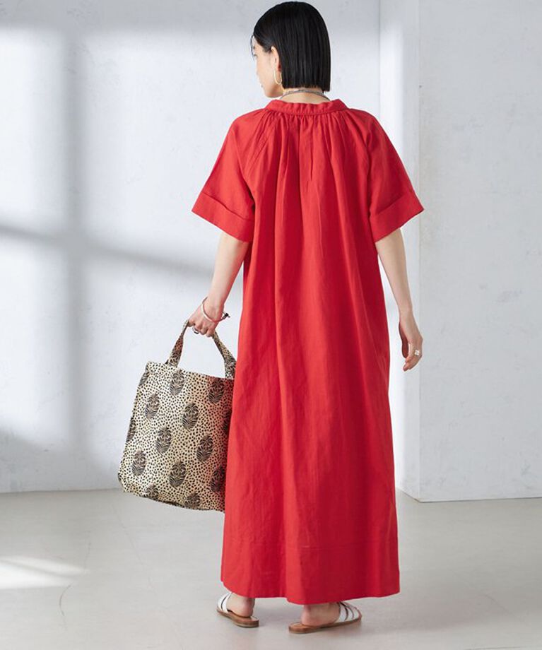 SHIPS for women「Fanaka:〈手洗い可能〉Vネック カフタン ロング ワンピース」|ワンピース|