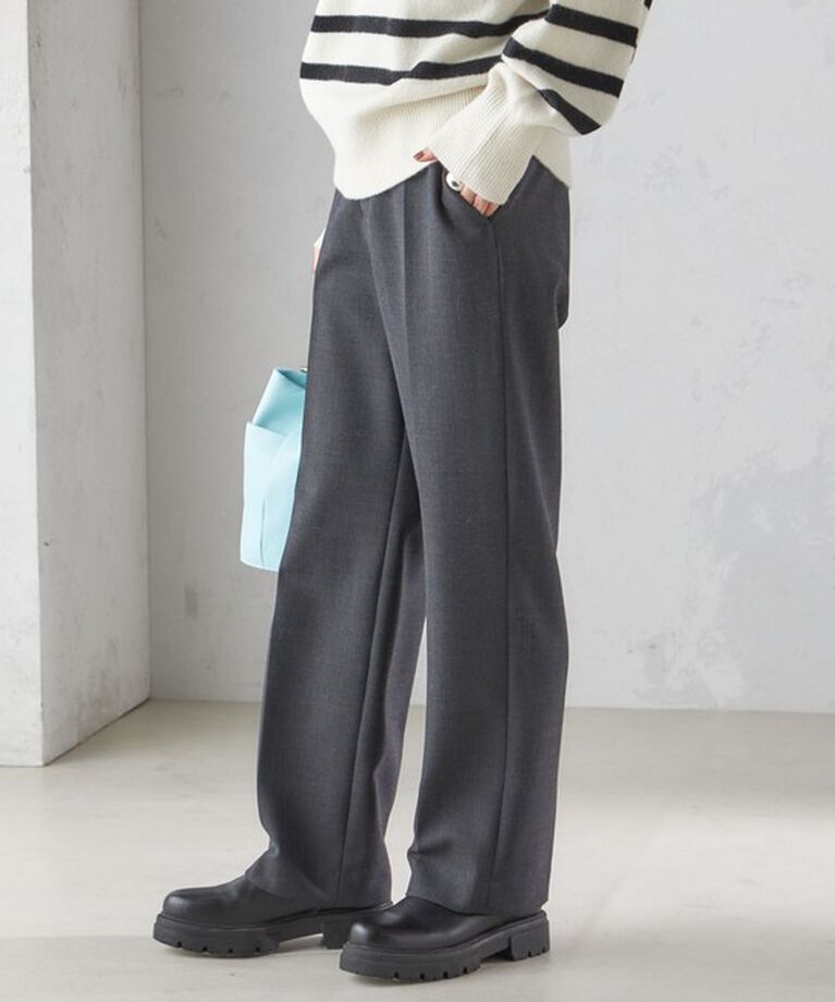 SHIPS for women「〈手洗い可能〉ストレート センタープレス トラウザーズ」|その他|ダークグレー