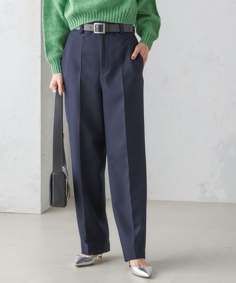 SHIPS for women「〈手洗い可能〉ストレート センタープレス トラウザーズ」|その他|ネイビー