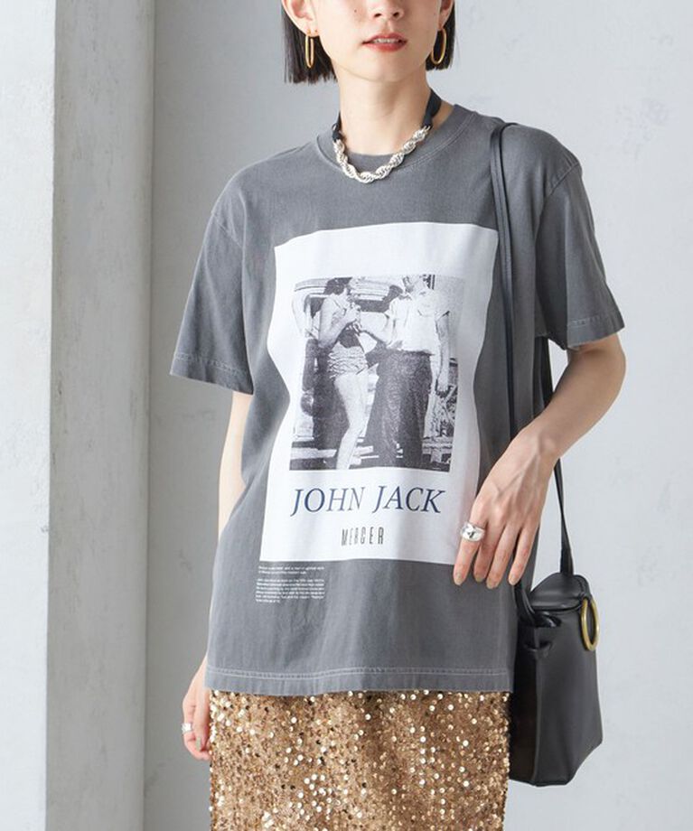 SHIPS for women「J.J.MERCER:〈洗濯機可能〉プリント TEE」|Tシャツ・カットソー|チャコールグレー
