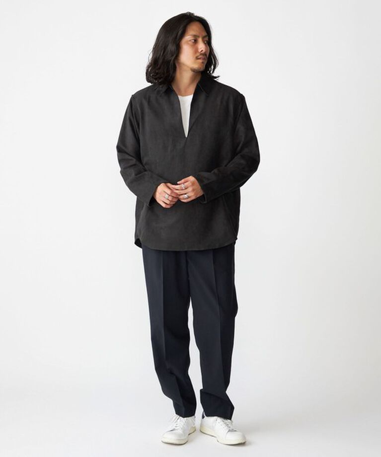 SHIPS「BENCH MARKING SHIRT: スキッパー ポリエステル フェイクスエード シャツ」|シャツ・ブラウス|