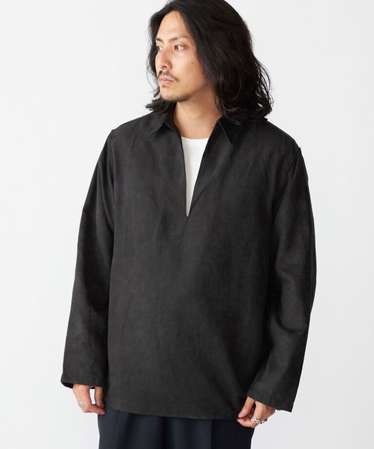 SHIPS「BENCH MARKING SHIRT: スキッパー ポリエステル フェイクスエード シャツ」|シャツ・ブラウス|