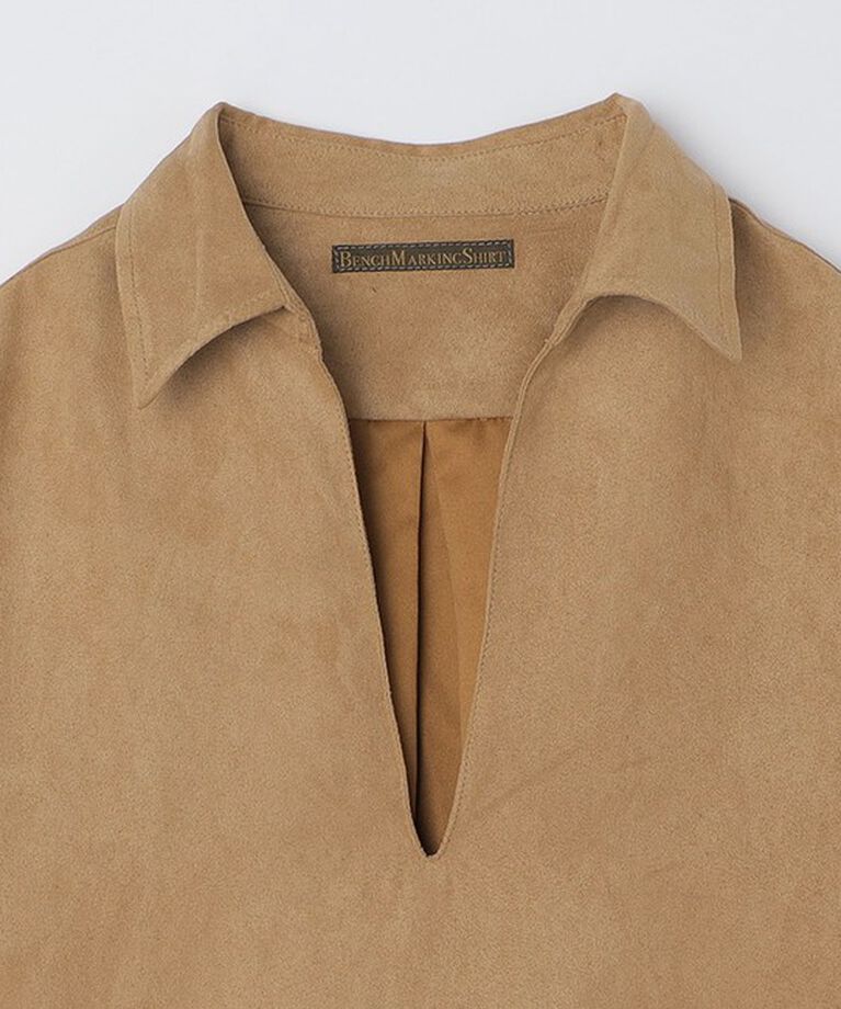 SHIPS「BENCH MARKING SHIRT: スキッパー ポリエステル フェイクスエード シャツ」|シャツ・ブラウス|