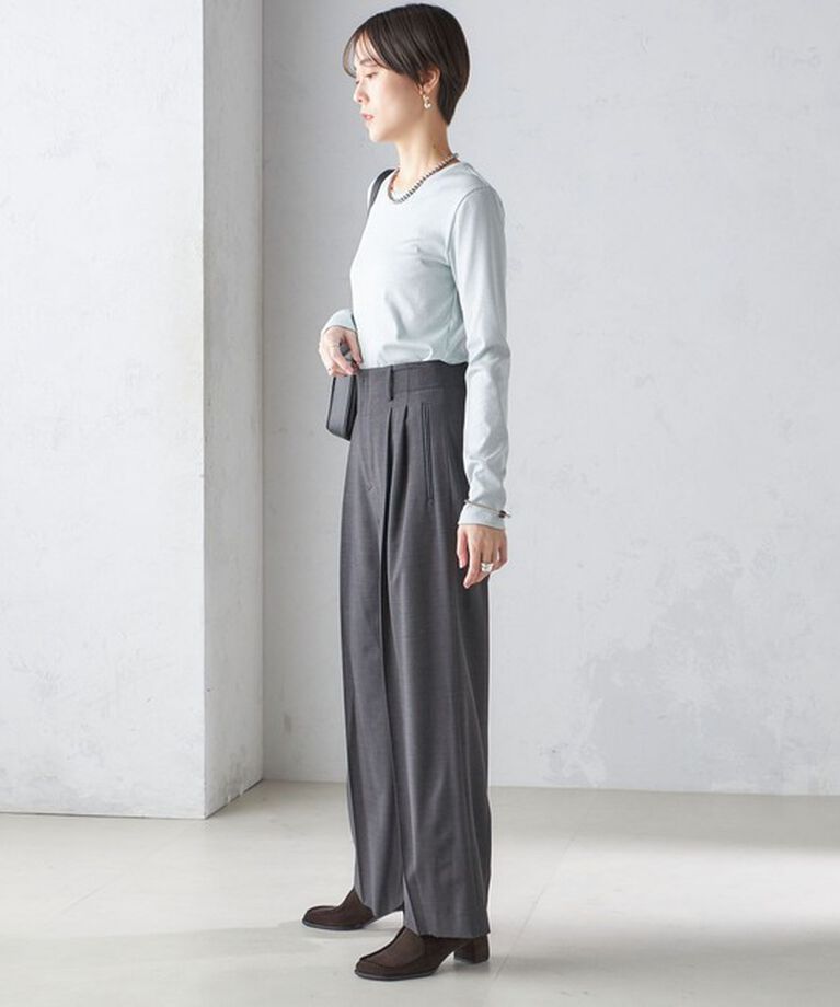 SHIPS for women「〈洗濯機可能〉シャイニー ストレッチ クルーネック カットソー」|Tシャツ・カットソー|