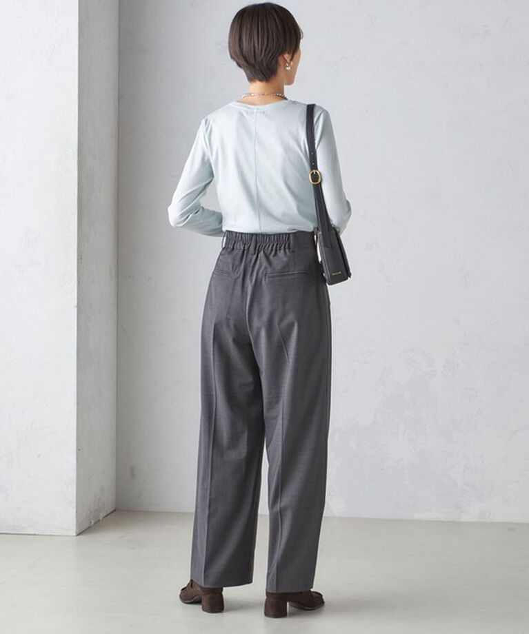 SHIPS for women「〈洗濯機可能〉シャイニー ストレッチ クルーネック カットソー」|Tシャツ・カットソー|