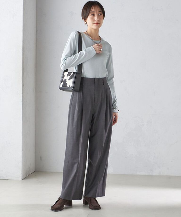 SHIPS for women「〈洗濯機可能〉シャイニー ストレッチ クルーネック カットソー」|Tシャツ・カットソー|