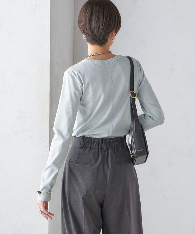 SHIPS for women「〈洗濯機可能〉シャイニー ストレッチ クルーネック カットソー」|Tシャツ・カットソー|