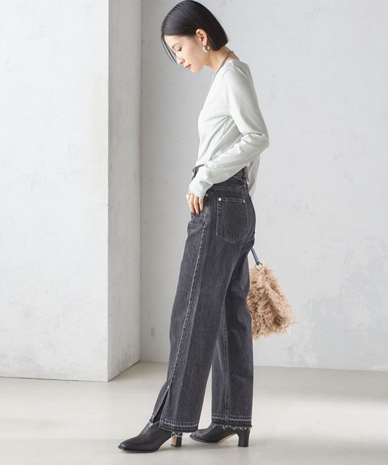 SHIPS for women「〈洗濯機可能〉シャイニー ストレッチ クルーネック カットソー」|Tシャツ・カットソー|