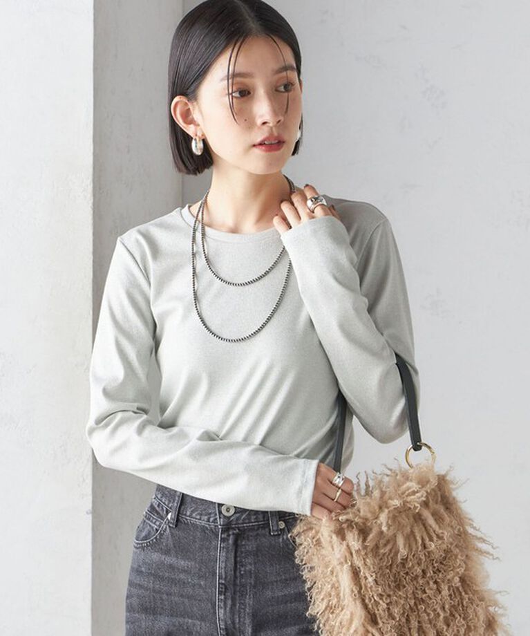 SHIPS for women「〈洗濯機可能〉シャイニー ストレッチ クルーネック カットソー」|Tシャツ・カットソー|