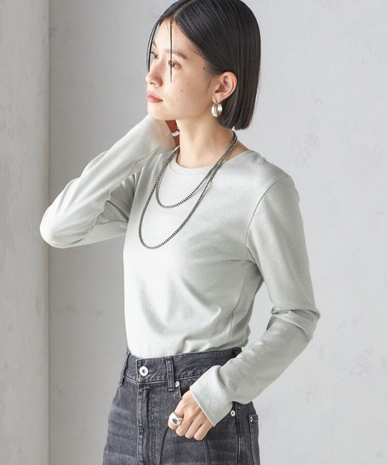 SHIPS for women「〈洗濯機可能〉シャイニー ストレッチ クルーネック カットソー」|Tシャツ・カットソー|