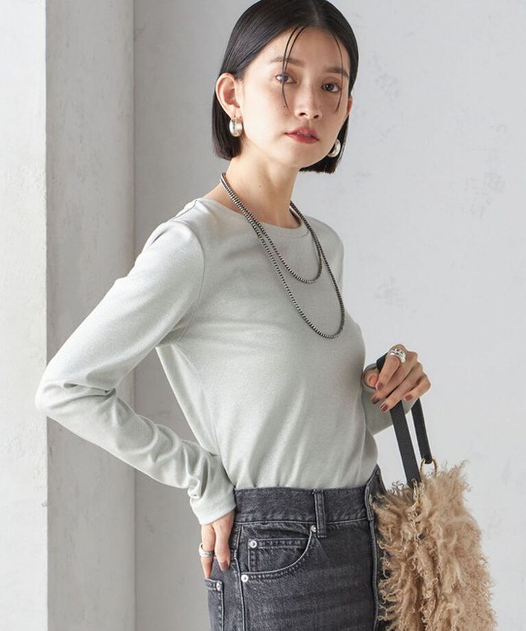 SHIPS for women「〈洗濯機可能〉シャイニー ストレッチ クルーネック カットソー」|Tシャツ・カットソー|
