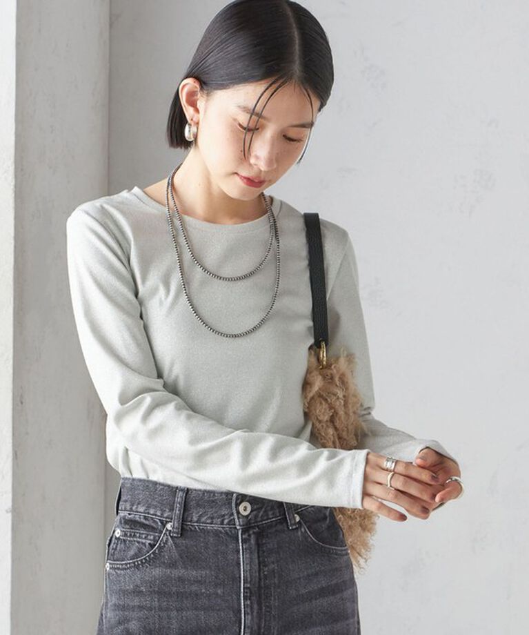 SHIPS for women「〈洗濯機可能〉シャイニー ストレッチ クルーネック カットソー」|Tシャツ・カットソー|