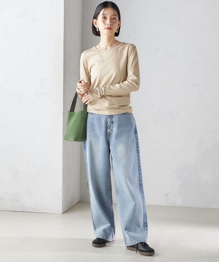 SHIPS for women「〈洗濯機可能〉シャイニー ストレッチ クルーネック カットソー」|Tシャツ・カットソー|