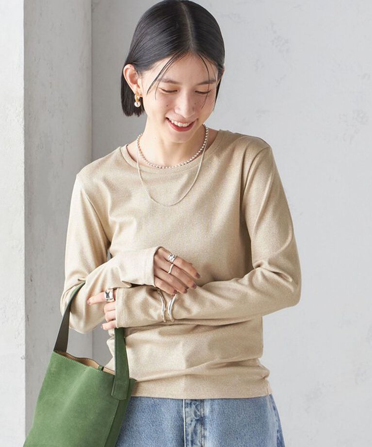 SHIPS for women「〈洗濯機可能〉シャイニー ストレッチ クルーネック カットソー」|Tシャツ・カットソー|