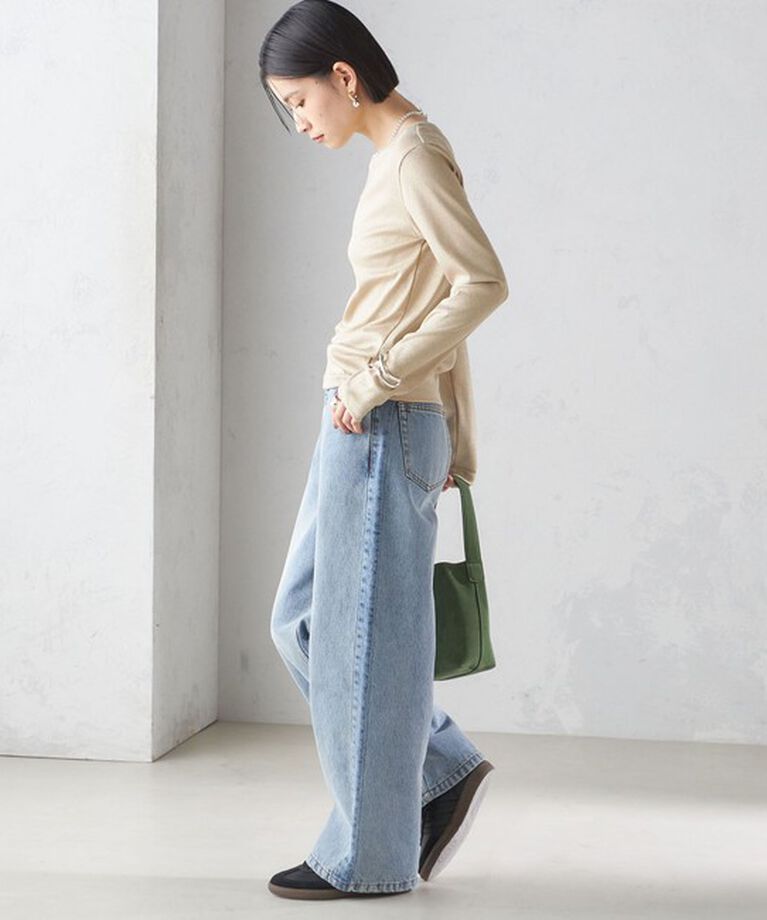 SHIPS for women「〈洗濯機可能〉シャイニー ストレッチ クルーネック カットソー」|Tシャツ・カットソー|
