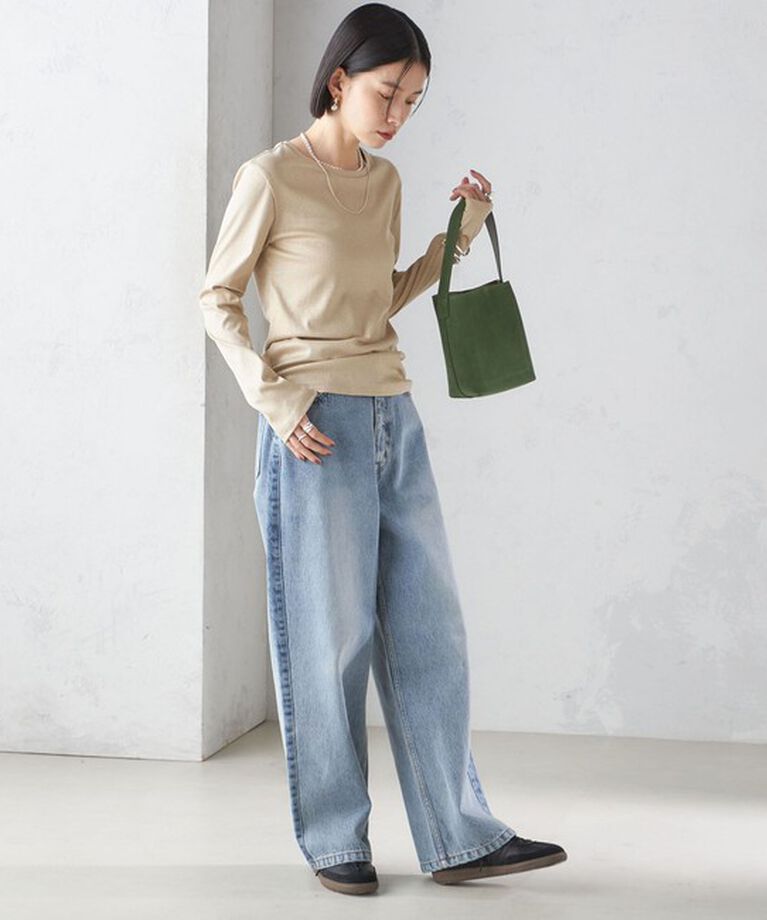SHIPS for women「〈洗濯機可能〉シャイニー ストレッチ クルーネック カットソー」|Tシャツ・カットソー|