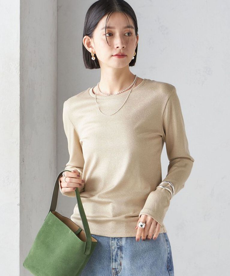 SHIPS for women「〈洗濯機可能〉シャイニー ストレッチ クルーネック カットソー」|Tシャツ・カットソー|