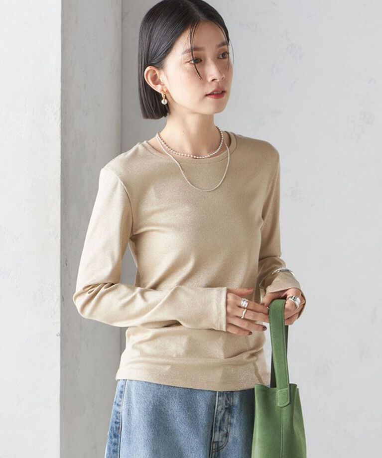 SHIPS for women「〈洗濯機可能〉シャイニー ストレッチ クルーネック カットソー」|Tシャツ・カットソー|