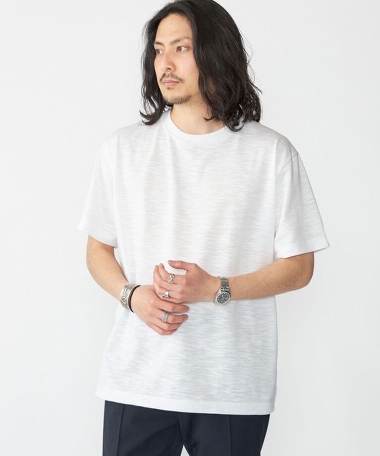 SHIPS「SHIPS: リネン ライク スラブ ショートスリーブ Tシャツ」|Tシャツ・カットソー|ホワイト