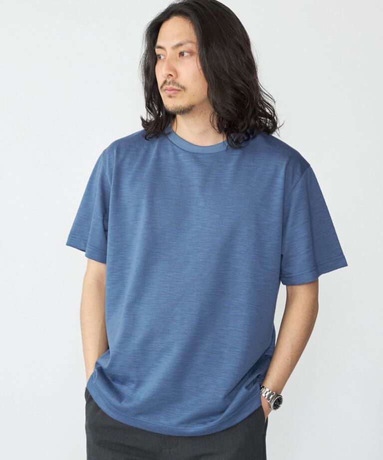 SHIPS「SHIPS: リネン ライク スラブ ショートスリーブ Tシャツ」|Tシャツ・カットソー|ロイヤルブルー