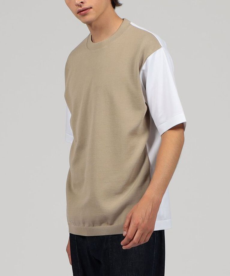 TOMORROWLAND MENS「コットン ニットコンビTシャツ」|Tシャツ・カットソー|