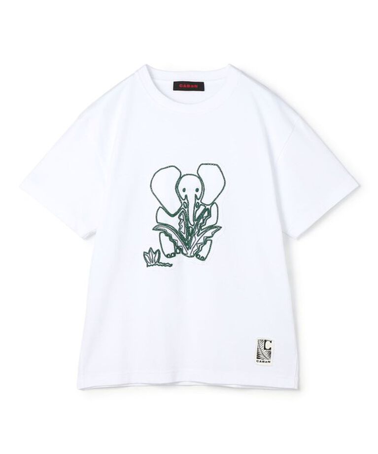 CABaN「CABaN ドライスビンコットン ELEPHANTエンブロイダリー Tシャツ」|Tシャツ・カットソー|12 ホワイト系