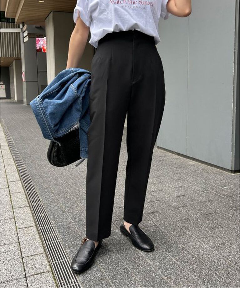SLOBE IENA「《WEB限定》petiteハイウエストテーパードパンツ」|スラックス|