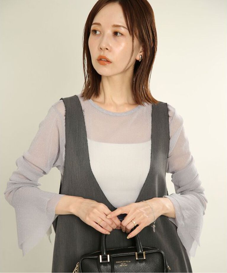 SLOBE IENA「《追加》ラッフルスリーブチュールプルオーバー」|Tシャツ・カットソー|