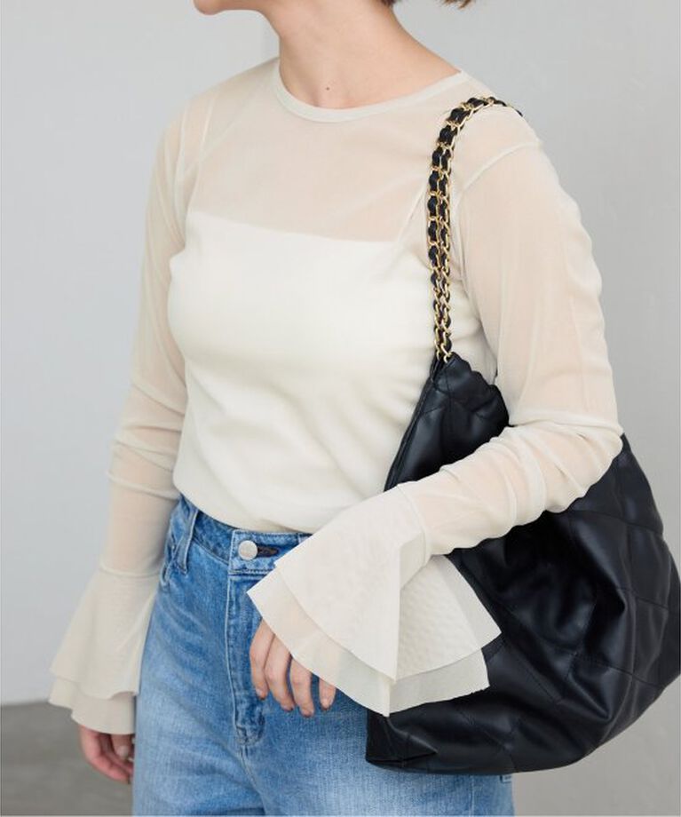 SLOBE IENA「《追加》ラッフルスリーブチュールプルオーバー」|Tシャツ・カットソー|