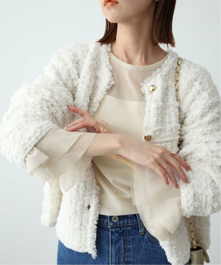 SLOBE IENA「《追加》ラッフルスリーブチュールプルオーバー」|Tシャツ・カットソー|