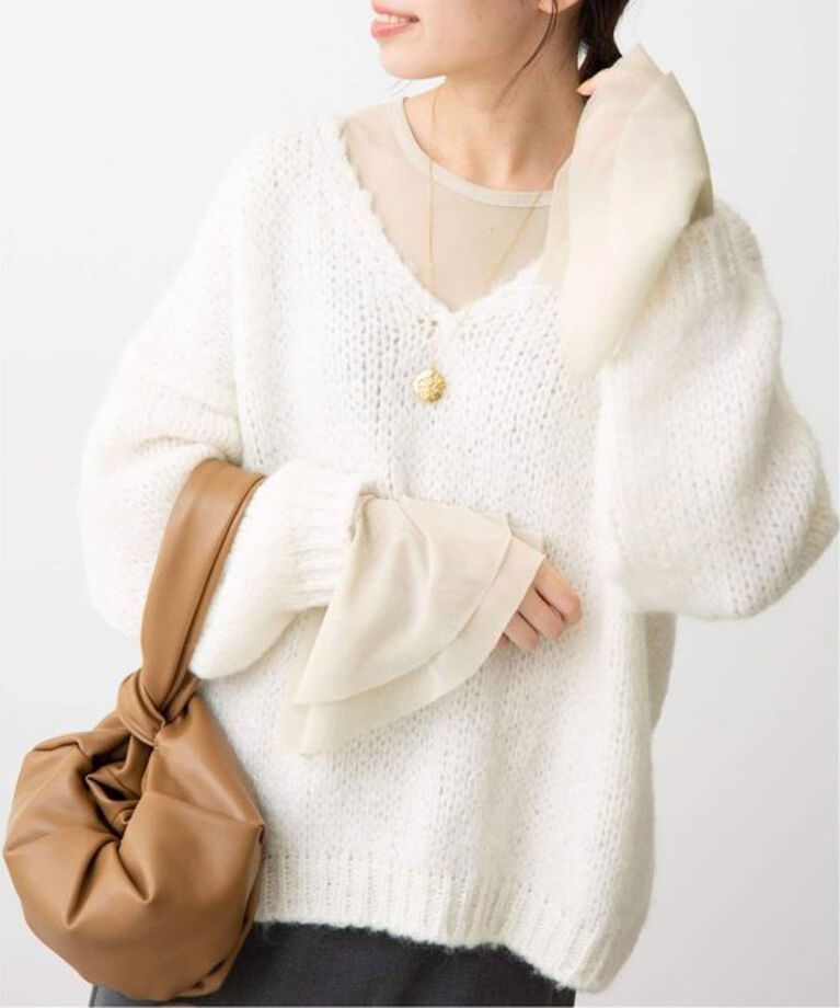 SLOBE IENA「《追加》ラッフルスリーブチュールプルオーバー」|Tシャツ・カットソー|