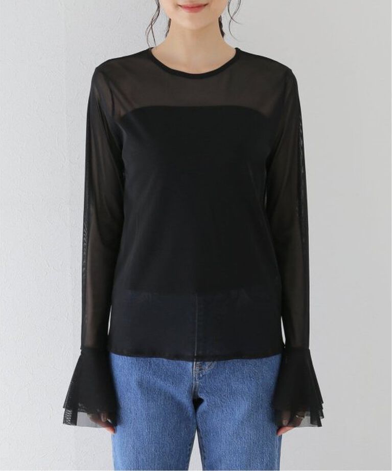 SLOBE IENA「《追加》ラッフルスリーブチュールプルオーバー」|Tシャツ・カットソー|