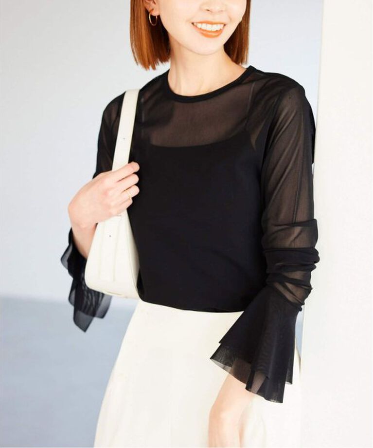 SLOBE IENA「《追加》ラッフルスリーブチュールプルオーバー」|Tシャツ・カットソー|