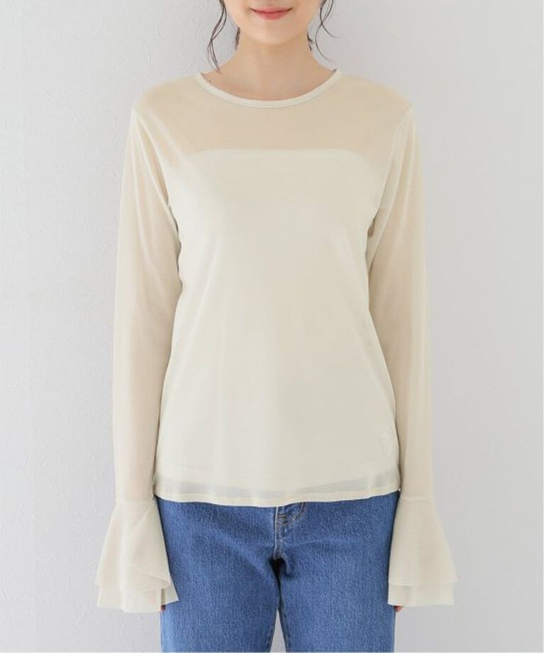 SLOBE IENA「《追加》ラッフルスリーブチュールプルオーバー」|Tシャツ・カットソー|