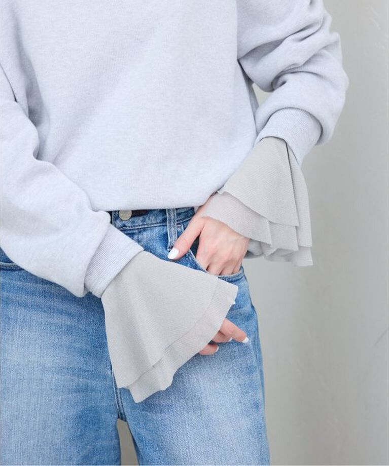 SLOBE IENA「《追加》ラッフルスリーブチュールプルオーバー」|Tシャツ・カットソー|グレーA