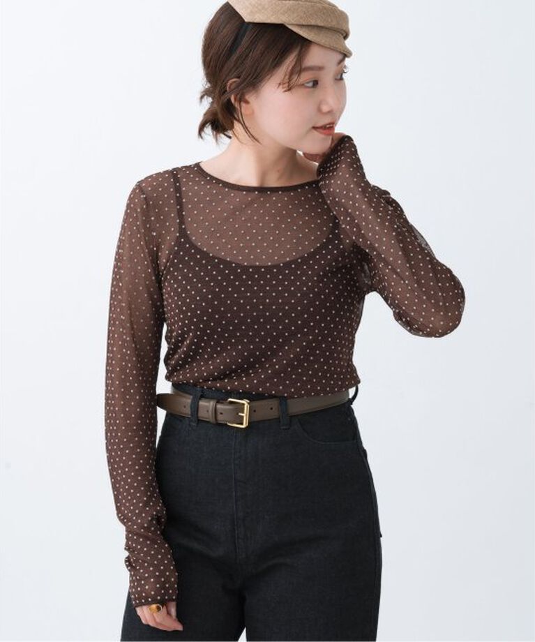 IENA「フロッキードット シアー プルオーバー」|ニット・セーター|