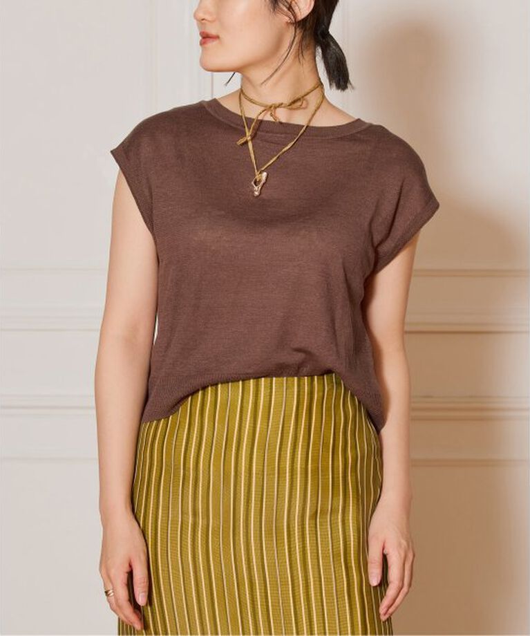 IENA LA BOUCLE「IENA LA BOUCLE Linen フレンチスリーブプルオーバー」|ニット・セーター|